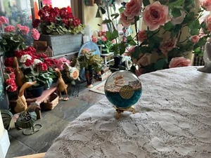 Orgonite Blue Aquamarine  Sphere Ball With Flower Of Life Symbol Healng Stone - Picture 1 of 6