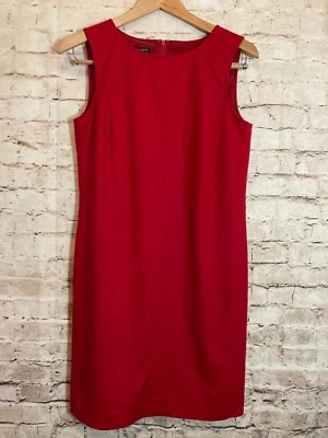 Talbots Wool Dress Womens 8 Petite Cherry Red Shift Career Office Sleeveless Zip - Image 1 of 4
