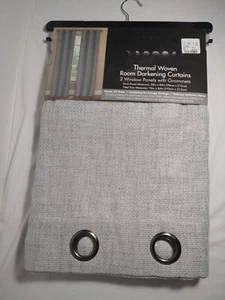 Lumiere Collection 2 window panels with Grommets Thermal Woven Curtains 38x84 in - Picture 1 of 3