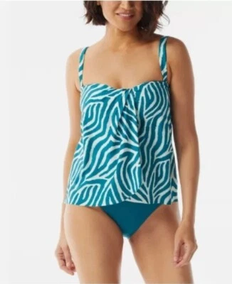 Camiseta Tankini Coco Reef Contours Clarity Bandeau Drapeada Rayas Azul Teal 12/36C Foto 1 de 4