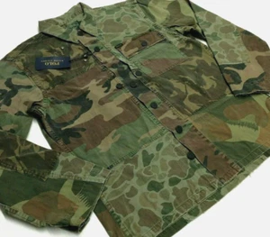 Polo Ralph Lauren Patchwork Military Army Camo Distressed Fatigue Shirt Jacket - Picture 1 of 12