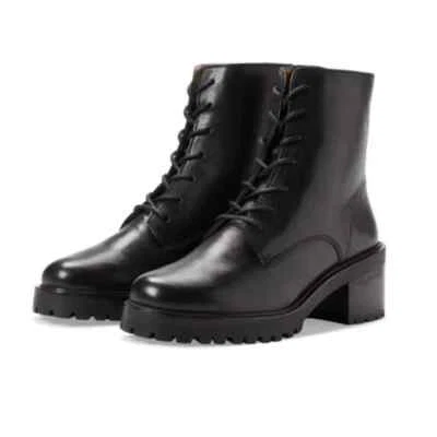 Madewell NH230 BRADLEY Botas de Tacón con Cordones en Cuero Suela Talla 8.5 Negro Foto 1 de 4