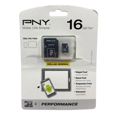 PNY 16 GB microSD High Capacity (microSDHC) with Adapter and Case NJ128905 - Image 1 of 4