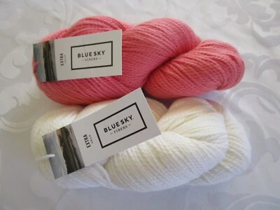 Blue Sky Fibers YARN Extra BABY Alpaca/Merino Wool LOT-2, WHITE CHERRY 218 YD EA - Image 1 of 4