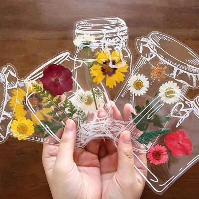 20pcs Bottle Shaped Dried Flower Bookmarks Transparent Diy Book Marks Gift