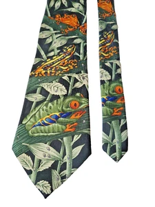 Vintage Marc Dennis: Bruce's Rain Forrest. Cravatta collo Frogs Puritan speciale seta 1998 - Foto 1 di 8