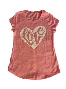 Justice Girl's Size 8 Love Graphic Shirt In Pink Valentine’s Day New - Picture 1 of 2