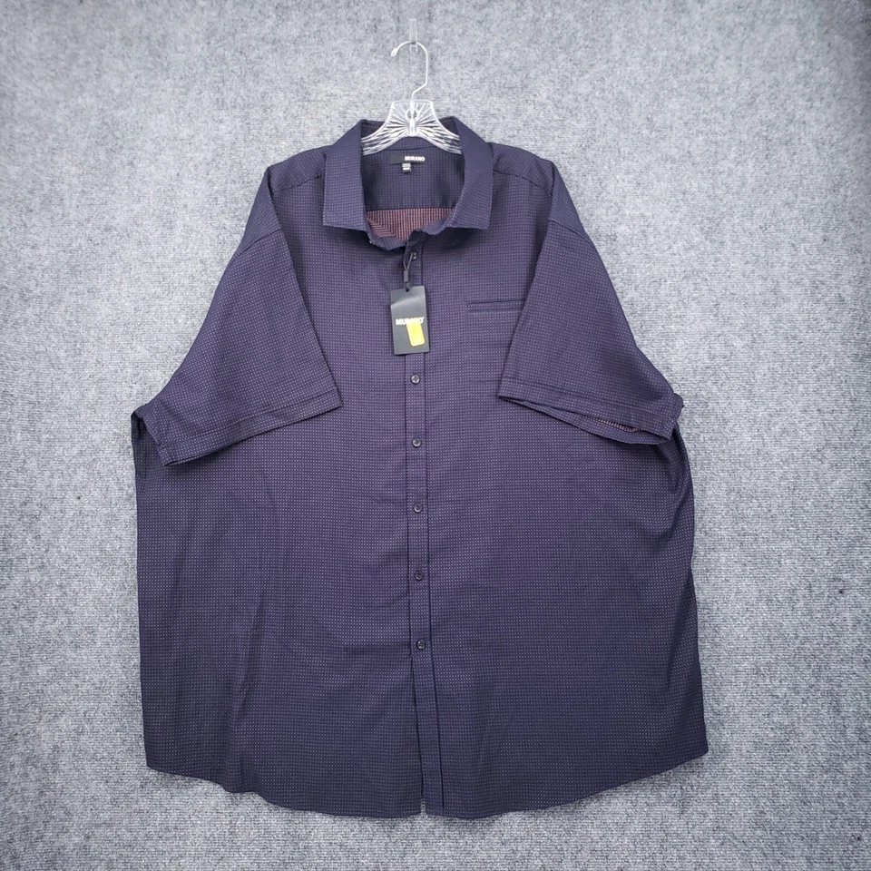 NEW Murano Button Up Shirt Mens 4XB Big Blue Short Sleeve Polka dots Collared - Image 1 of 4
