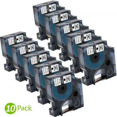LABELIFE 10x Schriftband Kompatibel für Dymo D1 12mm 45013 Weiß LabelManager LM160 LM280