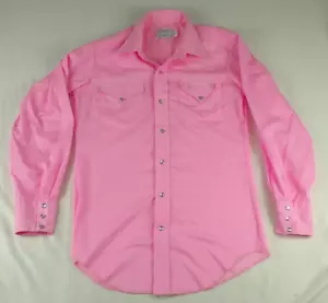 Camicia Vintage H Bar C Uomo 15 34 Rosa Perla Snap Western Manica Lunga Coda - Foto 1 di 8