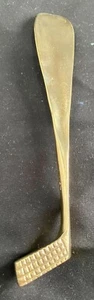 PRETTY VINTAGE SOLID BRASS SHOE HORN WITH SHAPE OF A GOLF CLUB - 7.2" Excellent - Picture 1 of 3