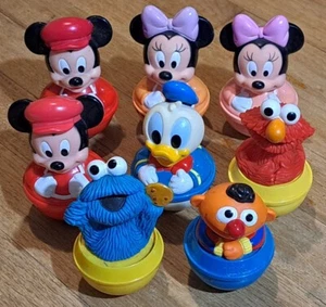 Roly Poly Hensen Toys Disney Vintage Minnie Mickey Cookie Monster Ernie Elmo 90s - Picture 1 of 4