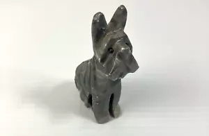 Scottish Terrier Figur Stein geschnitzt grau Sammlerstück Scotty Hund Welpe - Bild 1 von 5