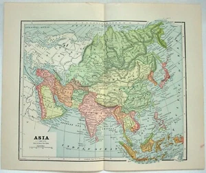 Asia - Original 1891 Map by Hunt & Eaton .Antique. China India Persia Arabia - Picture 1 of 3