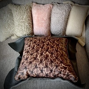 Natural Shearling and Cowhide Lumbar Pillows Throw Pillows - Picture 1 of 4