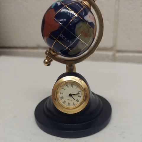 Semiprecious Stone Globe & Quartz Clock  Cobalt Blue Lapis Oceans, Opal z3 Cover