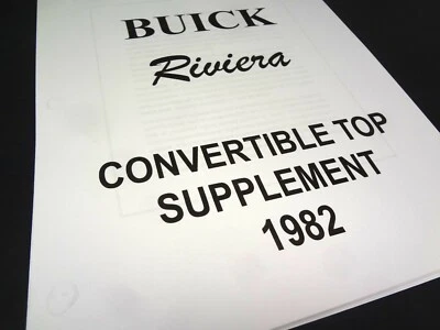 Buick Riviera Convertible Top Supplement 1982 Service Catalog Manual GM ASC - Image 1 of 4