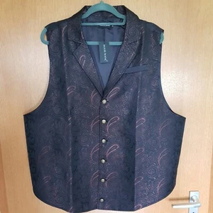 TOP 👍Herren Weste, NEU, Hochzeit, Steampunk, Gothic, rot/schwarz, Paisley 3XL - Bild 1 von 11