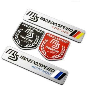 1X Brushed Aluminium MS MAZDASPEED Car TRUNK Badge Rear Decal Emblem  - Picture 1 of 12
