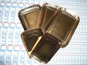 PZ 100 VASSOIO IN CARTONE COLOR ORO CM 22 X 32 IDEALE PER DOLCI PASTE CORNETTI - Foto 1 di 1