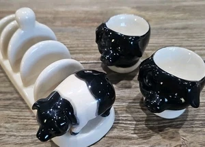 Quail Ceramics Toast Tray & 2 Egg Cups Vintage Piggy Breakfast Set Figurines - Picture 1 of 17