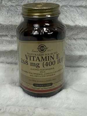 Solgar Vitamin E 268 mg 400 UI Alpha 100 cápsulas gelatinosas validade 08/2027 - Imagem 1 de 4