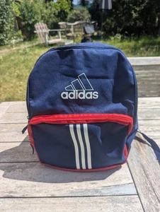 Vintage Adidas Sports Bag 2003 Navy Blue Red Trim Retro Gym Holdall 38x40x18cm - Picture 1 of 15