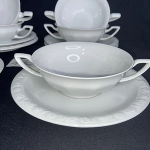 Rosenthal Maria Weiß Classic Rose 6 Suppentassen mit Untertassen - Bild 1 von 4