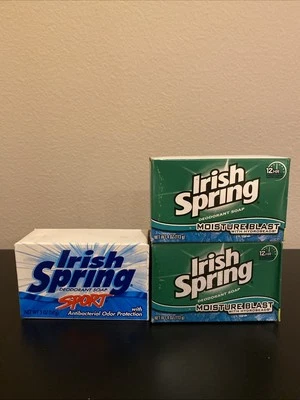 Vtg Irish Spring Bar Soap 4 Oz Moisture Blast / Hydrobeads (2) 5 Oz Sport (1) - Image 1 of 4