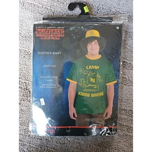 Stranger Things T- Shirt Dustin Camp Know where - Adult S/M Costume Halloween - Picture 1 of 5
