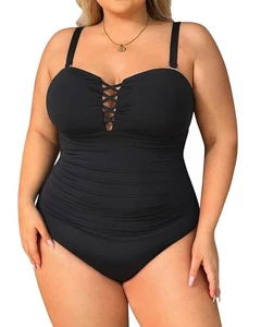 Yonique Übergröße Badeanzug für Damen Einteiler Badeanzug Bauchkontrolle 16 W  - Bild 1 von 4