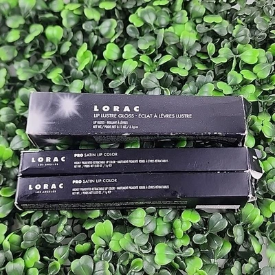 LORAC Nuevo Brillo Labial Pro Productos Acabado Satinado Paquete Lote 3 Piezas Tamaño Completo Rosas Foto 1 de 4