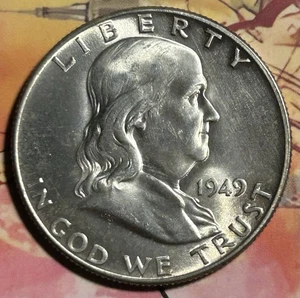 1949 Franklin Half dollar Uncirculated, with Bold FBL. Lot #53. - Picture 1 of 2