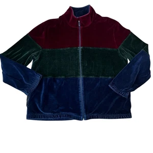 Vintage Neiman Marcus Velour Color Block Full Zip Up Trainingsjacke Gr. Large - Bild 1 von 5