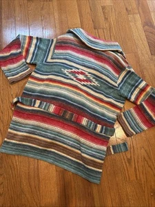 173 Ralph Lauren Hand Knit Southwest Serape Striped Cardigan Belted Sweater XL - Picture 1 of 9
