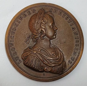 Vintage Bronze Commemorative Medal Louis XIV 1643 French Monnaie De Paris - Picture 1 of 5