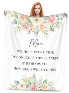 Mothers Day Blanket, Mom Blankets from Son, 60"x50" Floral Flannel Throw - Picture 1 of 8