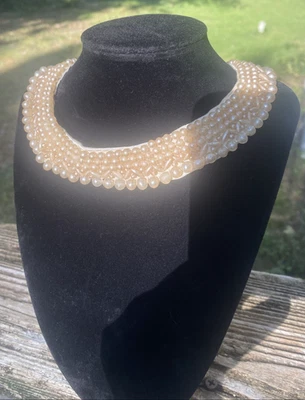 "COLLAR COLLAR DE PERLAS DE IMITACIÓN HECHO A MANO JAPÓN AÑOS 50 VINTAGE 14""" Foto 1 de 4