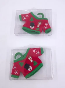 2 Nuevos Dunkin Donuts Suéter Feo Adorno Tarjetero Regalo Stock Antiguo en Paquete - Imagen 1 de 3