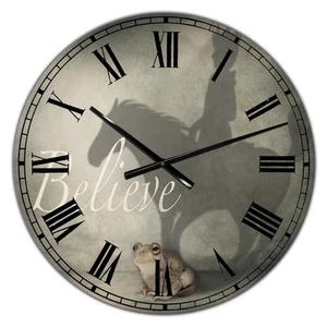 Designart 'Believe Shadow II' Large Cottage Wall Clock Black 16 in. wide x 16 in - Picture 1 of 5