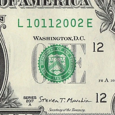 OCT 11 2002 Birthday Fancy Serial Number Date Note One Dollar Bill 10 11 2002 - Image 1 of 4