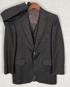 Today's Man 3 Piece Vintage Suit Mens 36R - 38R Brown Color 30 X 28.75 Pinstripe - Picture 1 of 24