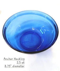 Anchor Hocking Kobaltblau Glas Rührschüssel 2,5 Quart Schüssel 8x4" - Bild 1 von 7