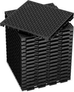 50 Stck. 10 Zoll x 10 Zoll ineinandergreifende Garagenbodenfliesen belüftete Wasserabflussmatte - Bild 1 von 7