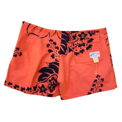 Bermuda de praia vintage anos 60 anos 70 linha de surf havaiana compotas originais cortes na bunda - Imagem 1 de 4