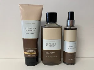 Bath & Body Works Coffee & Whiskey Set Cologne Mist Shower Gel Body Cream NEW - Picture 1 of 3