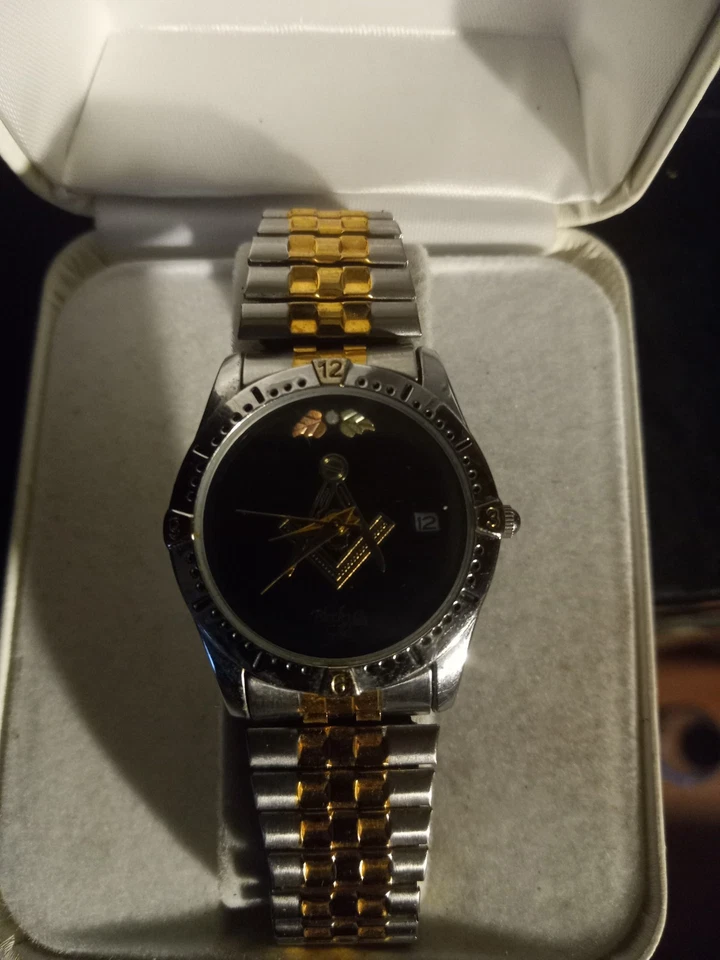 Masonic Watch Black Hills Gold Jewelry By Coleman Stainless Steel Dead Battery  - Image 1 of 4
