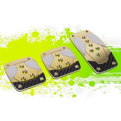 Зажимы на автомобильные педали из углеродного волокна алюминиевые золотистые серебристые NRG для 3 педалей - Изображение 1 из 4