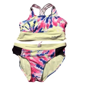 Justice Lime Green Swimsuit Tankini Multicolor Two Piece Swimwear Size XL 14/16 - Picture 1 of 3