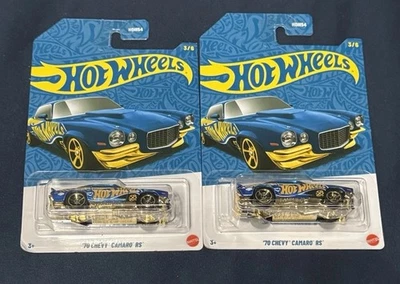 🔥Lote de 2 Chevy Camaro RS 70 Hot Wheels 2026 58 aniversario azul y dorado🔥 Foto 1 de 4
